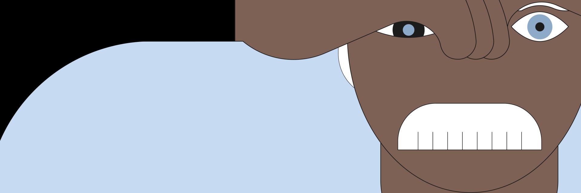 An Illustration of many different kids and teens with differently shaped and colored glasses on black background. 